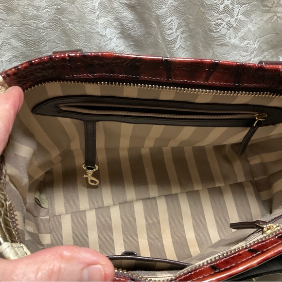 *FIRM* EXCELLENT BRAHMIN MINI ARNO PECAN ivory & ?  CROSSBODY / HANDBAG - Picture 9 of 11